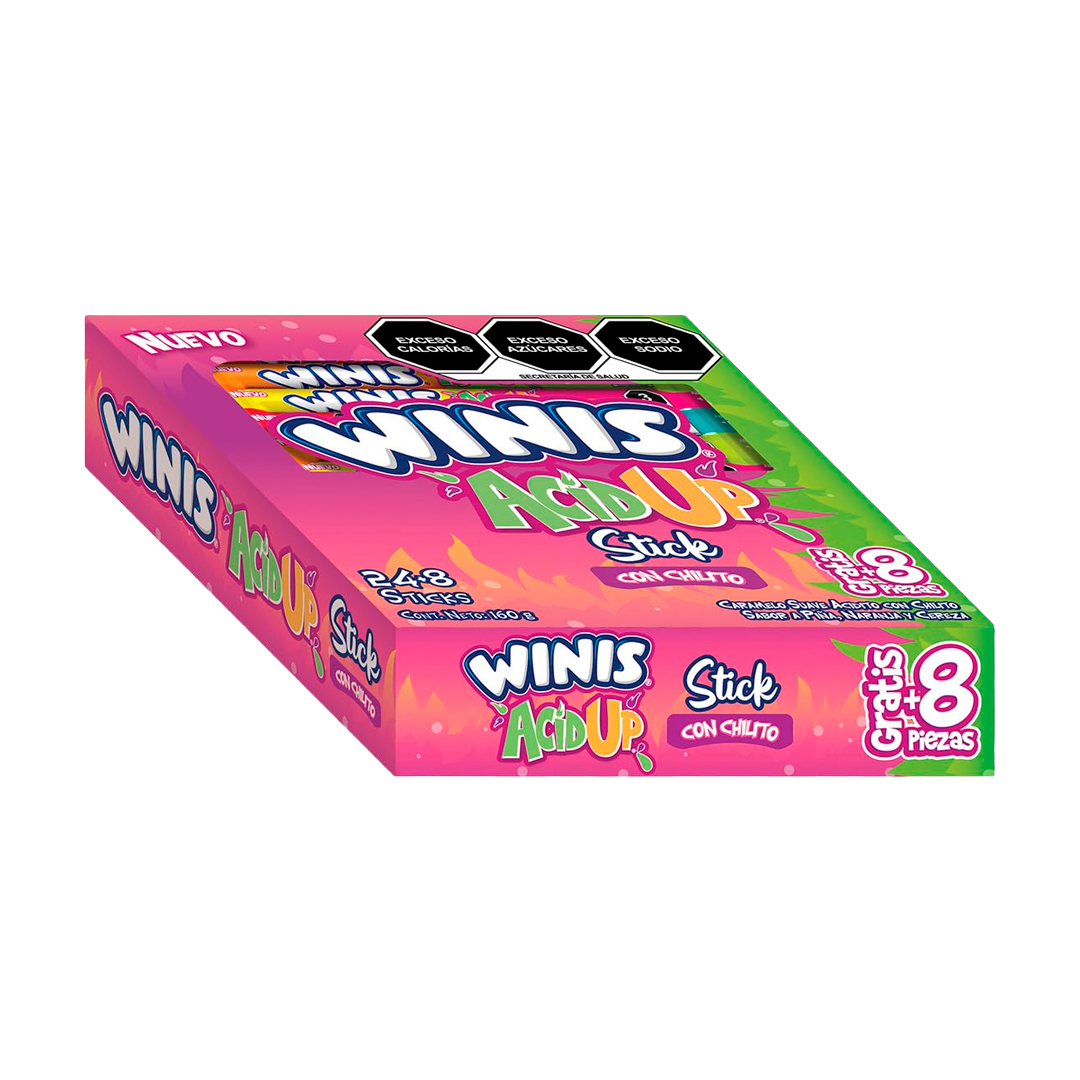Winis Acidup Stick- Display con 24 Piezas + 8 Piezas Gratis