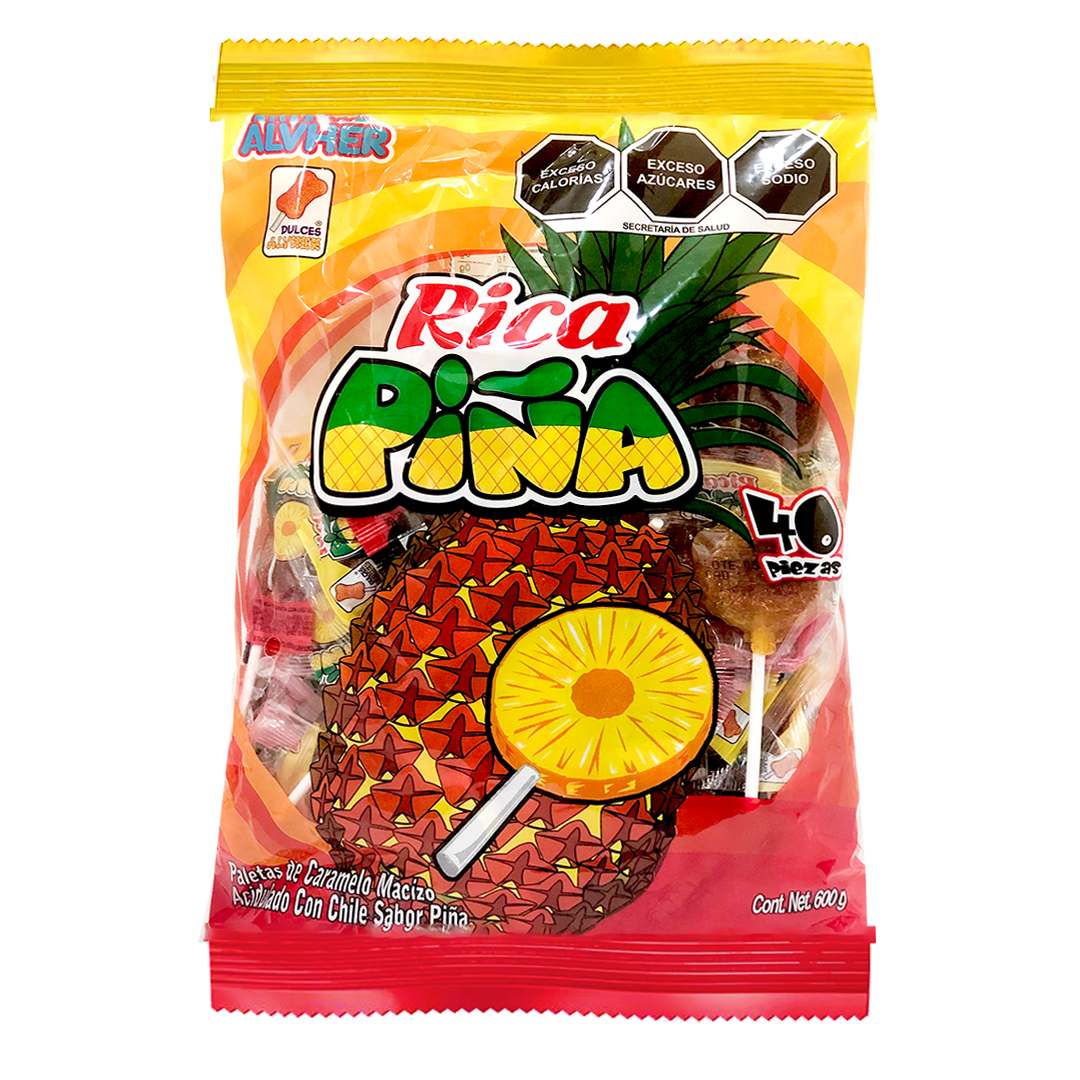 Alvher Paleta Rica Piña - La Bolsa Contiene 40 Piezas