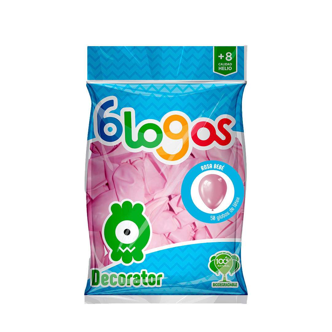 BLOGOS GLOBO ROSA BEBE #7 1/50pz (Caja:10dsp)
