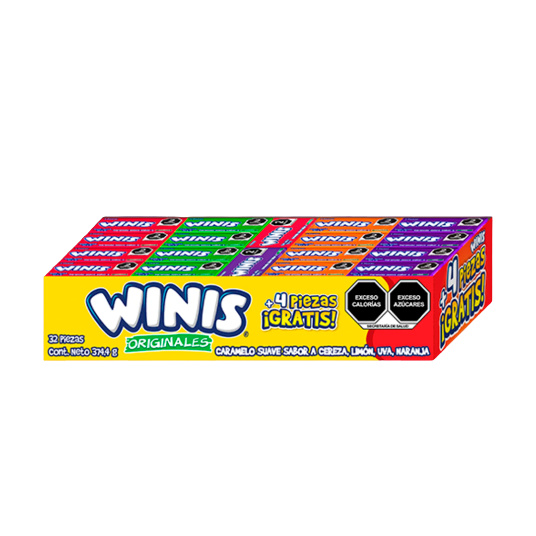 Winis Mini Tubo T4 - Display Con 32 Piezas + 4 Piezas Gratis